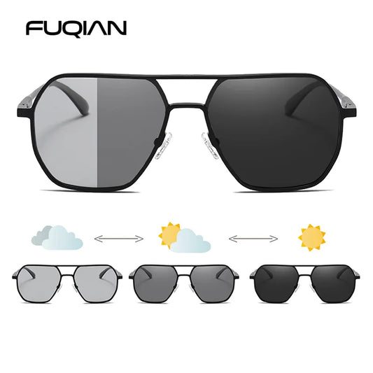 الفاخرة المعادن اللونية النظارات الشمسية الرجال النساء موضة نظارات شمسية مستقطبة أنيق الحرباء المضادة للوهج القيادة ظلال UV400