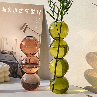 1pc Japanese Ornaments Nordic Living Room Simple Creative Spherical Small Flower Vases Stained Bubble Glass Vase Home Decoration