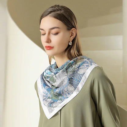 Elaifruihao nyomtatás 90*90 cm selyem négyzet alakú sál nők luxusmárka kis nyakkendő női haj kézi csukló foualrd sálak bandana