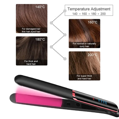 2 v 1 přenosné narovnání vlasů ploché žehličky Rovné a Curly Hair Ceramic 2022 Design Dual napětí Svahovadlo vlasů