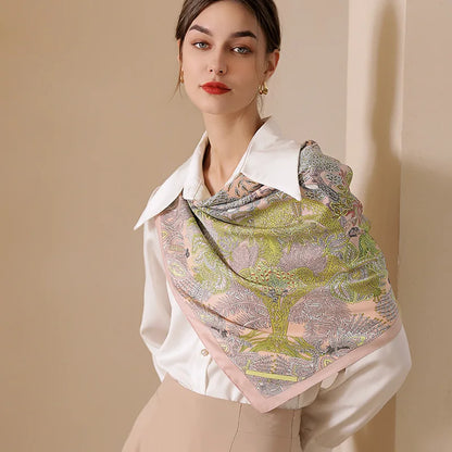 Elaifruihao print 90*90 cm jedwabny kwadratowy szalik Kobiety luksusowa marka mała szyjańca żeńska włosy ręka nadgarstka foualrd bandana