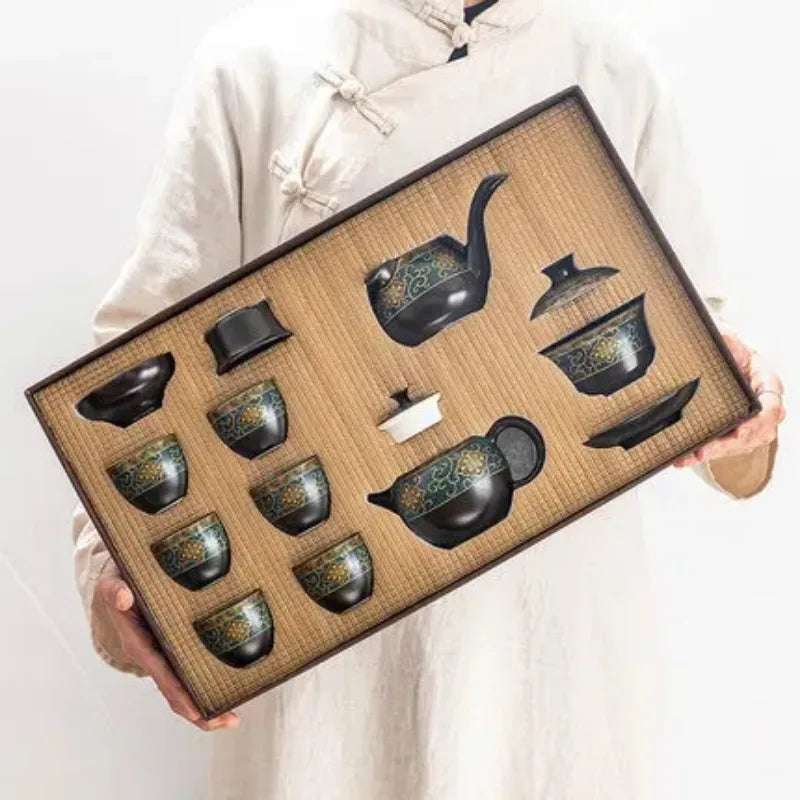 Upscale Tea Sets Ceramic Kung Fu Teaset Teacup Porcelain Service Gaiwan Tea Cups Mug of Tea Ceremony Teapot