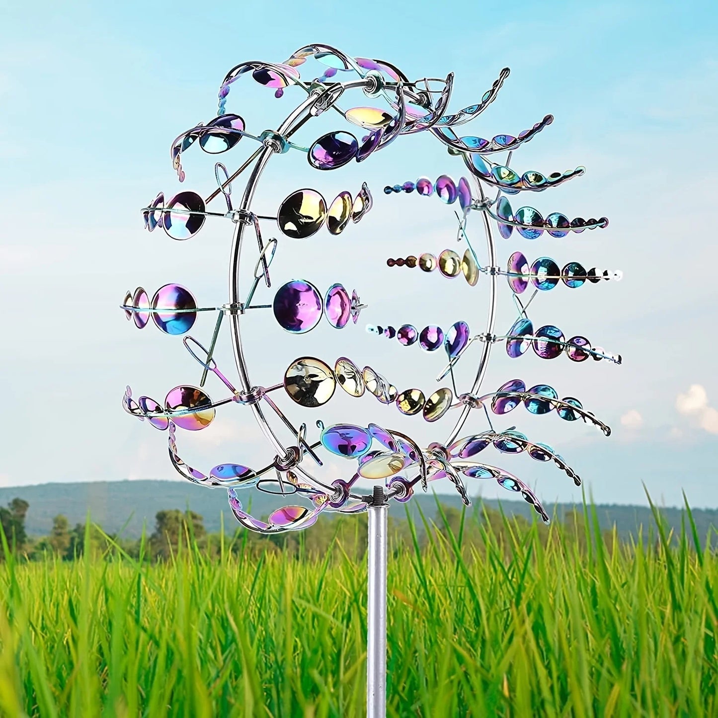 1 pc Magisk kinetisk metal vindmølle spinner unik vinddrevne fangere kreativ gårdhave have græsplæne udendørs gårdhave dekoration