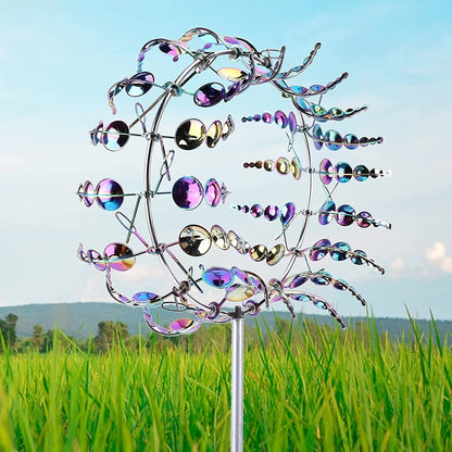 1 قطعة طاحونة هوائية معدنية سحرية دوارة فريدة من نوعها تعمل بالطاقة الريحية الماسك الإبداعية فناء حديقة الحديقة ديكور فناء خارجي