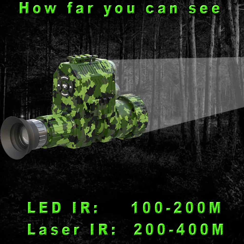 Alcance de visión nocturna digital de 1080p NK007PLUS Monocular 200-400m Camcorder infrarroja con batería recargable para caza al aire libre