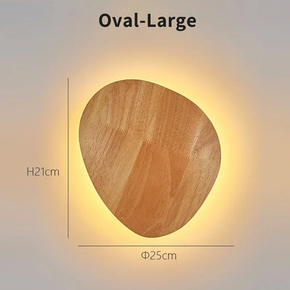 Circular LED Wall Lamp Wooden Modern Minimalist and Creative Home Lamp Bedroom Living Room Background Wall Decoration Lighting
