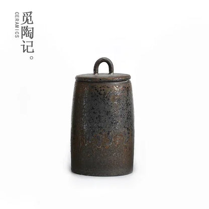 Stoneware Tea Tins Porcelain Sealed Jar Household Large and Small Size Japanese Style Tea Container Tea Box Tea Jar Tea Storage