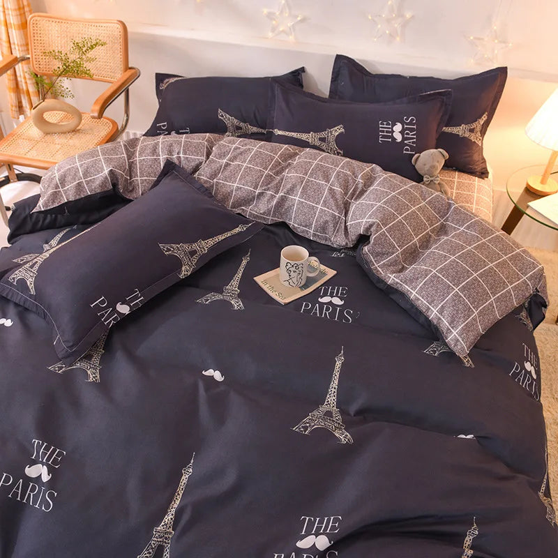 Set de lenjerie de pat drăguță bărbați femei plapumă de acoperire pat lenjerie spălat bumbac mirco fibre comforter set twin queen king cuplu dublu pat