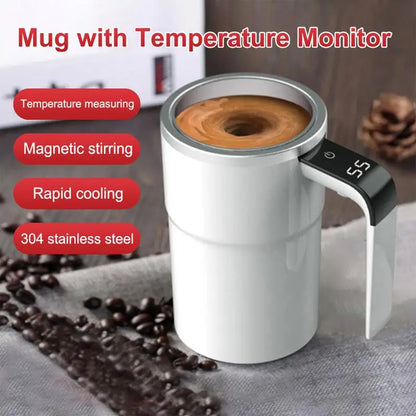 Automatic Stirring Magnetic Mug Rechargeable Stirring Coffee Cup with LCD Display Electric Stirring Cup Coffee Cup Mixer