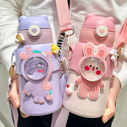 520ML Kids Stainless Steel Thermos Cup Children's Hot Water Cup Portable Thermos Bottle Cartoon Thermos Bottle Insulation Cup