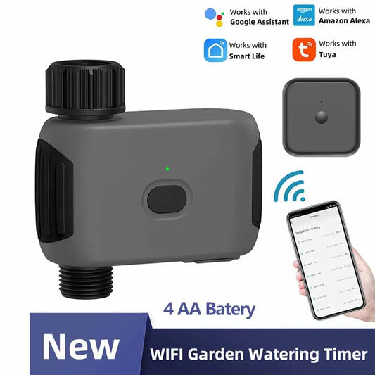 Nieuw ontwerp 4 AA Batery Powered Garden Smart Irrigation WiFi Automatische irrigatiewater Timer Gebruik Tuya Smart Life App