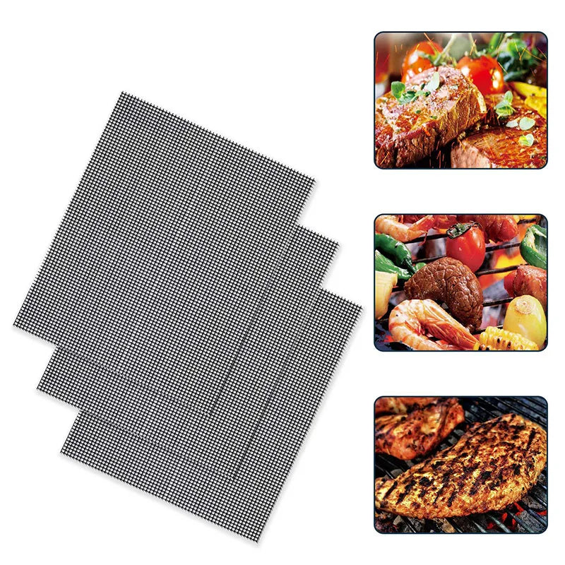 50PCS Non-Stick High Temperature Resistant BBQ Grid Pad Barbecue Mesh Reusable Easily Cleaned Cooking Pads Baking Grill Tool
