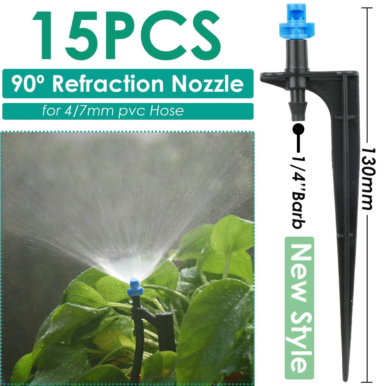 Kesla 15pcs Jardin Arrosage Drip Irrigation Sprinkler Muffuse de brume sur le pieu Dripper Inserting Ground Fit 4/7mm Greenhouse