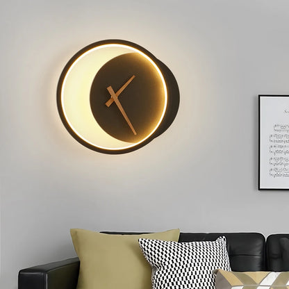 Modern LED Clock Wall Lamps For Bedside Corridor Aisle Hotel Living Room Foyer Kitchen Porch Lights Luminaria Indoor Lighting