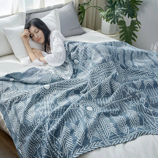 Sommerkjøling tre lag bomullsvaskbar klimaanlegg teppe myk komfortabel sovesengark lur dyne hjem dekor