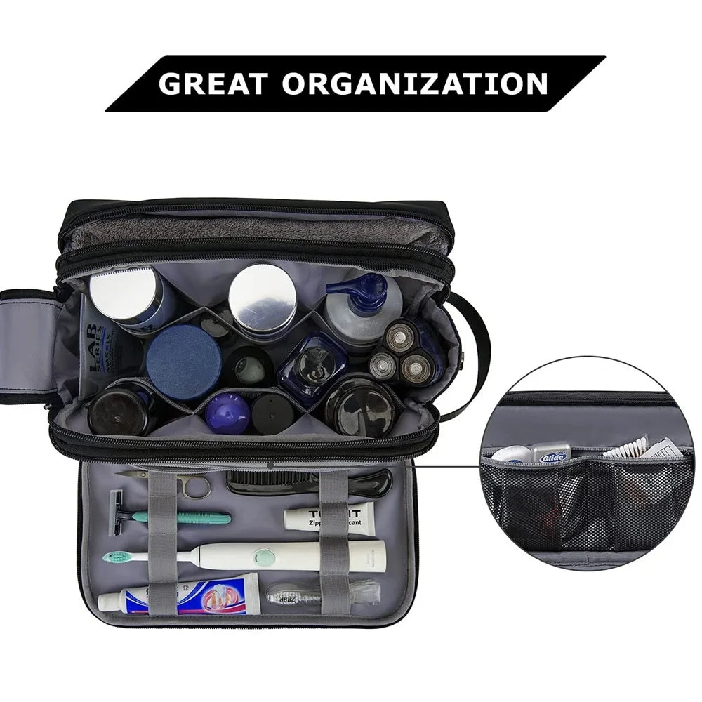 Toilettenartikel mit großer Kapazität für bequeme Reisen mehrschichtiger Open Makeup Organizer Handheld Cosmetic Storage Bag