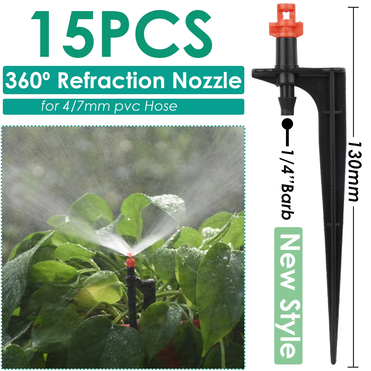 Kesla 15pcs Garden Udare Drip Irigare Dreptură stropire Duză de mizerie pe miză Schimbă Introducere Ground Fit 4/7mm Furtun cu seră de furtun