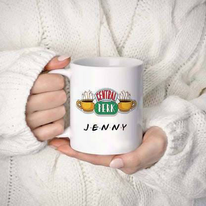 Personalized Name Mug Central Perk Design Coffee Mug  Custom Tea Cup Chocolate Milk Beer Mugs Lovers Friends Gifts Dropshipping