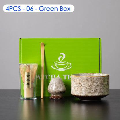 4/6/7PCS Japanese Matcha Blender Set with Bamboo Whisk Matcha Brush Teaspoon Kiln for Beverage Shop DIY Tea-Making Tools