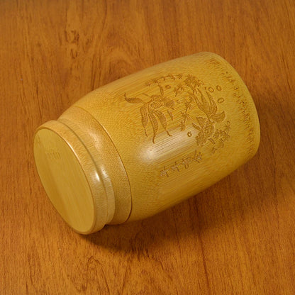 Handmade Bamboo Tea Storage Box Chinese Carved Tea Canister Lid Seal Kitchen Storage Jars Accessories Spice Box Organizer
