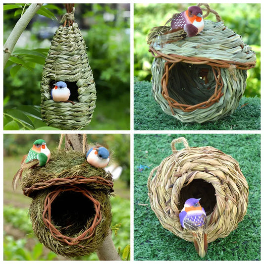 Straw Bird's Nest Cage Outdoor Warm Bird Nest and Bird House Pet Products Decoration Grass Nest Hanging Nest Cage Parrot Cage