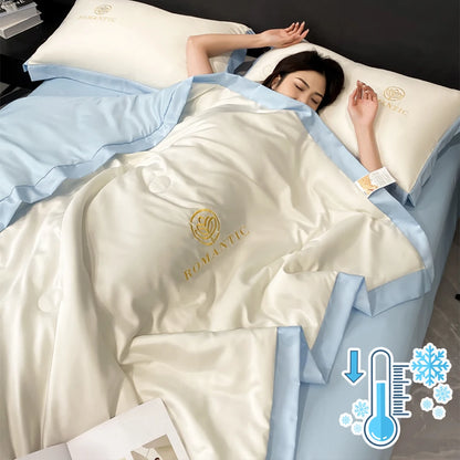 YanYangTian 2024 لحاف صيفي بسيط فاخر مشروط المعزي رقيقة غطاء السرير الفراش الوجهين لحاف سرير مفرد جودة عالية