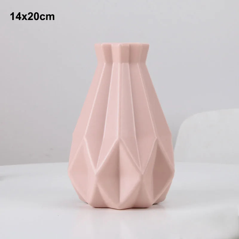 Morandi Plastic Vase Living Room Decoration Ornaments Modern Origami Plastic Vases for Flower Arrangements Home Decoration