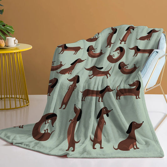 La couverture de teckel pose couverture imprimée couverture couverture en peluche de flanelle moelleuse à la mode de la toisse de flanelle moelleuse lancers pour canapé de canapé et lit de canapé