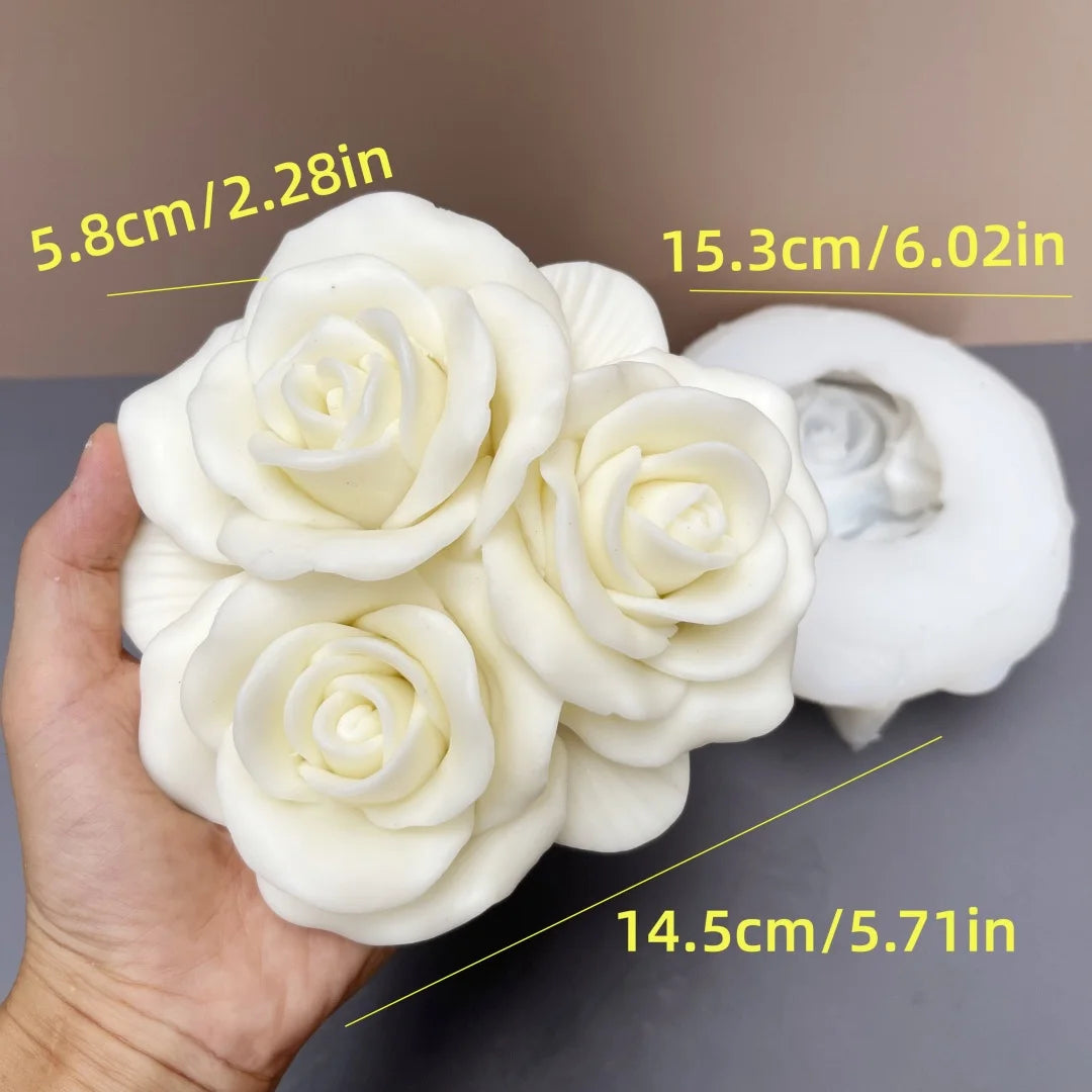 New 3D Rose Bouquet Candle Silicone Mold Chrysanthemum Flower Cluster Resin Mold Flower Peony Gypsum Mold Valentine's Day Gift
