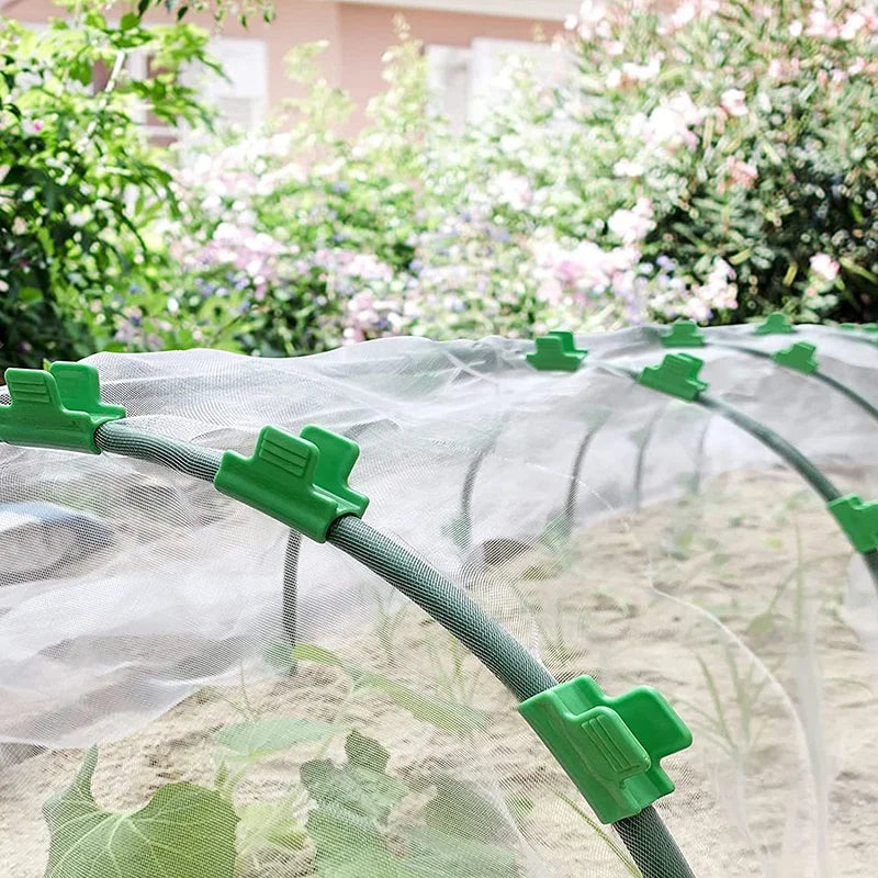 Kasvihuonekalvokiinnittimet puutarhavalojen rivin kannen varjostusverkkotunneliveren muoviset leikkeet ulkoreunan halkaisijan kasvien vaarnan tuki