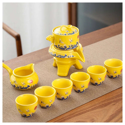 Chinese Tea Set Ceramic Kungfu Tea Set With Pattern Tea Pot And Cup Kit Multifunctional Travel Teapot Gift For Friends Family