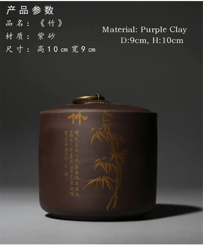 Yixing-Zisha Tea Canister, Ceramic Sealed Caddy, Household Tea Storage Jar, Coffee Container, Purple Clay Puer Box, Hermetic Pot