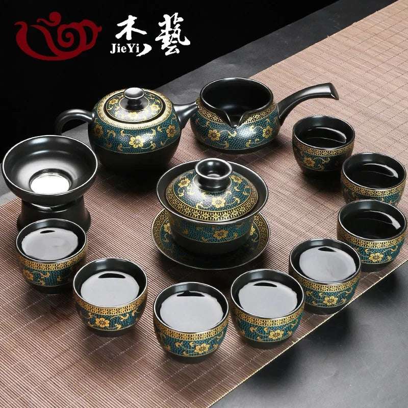 Upscale Tea Sets Ceramic Kung Fu Teaset Teacup Porcelain Service Gaiwan Tea Cups Mug of Tea Ceremony Teapot