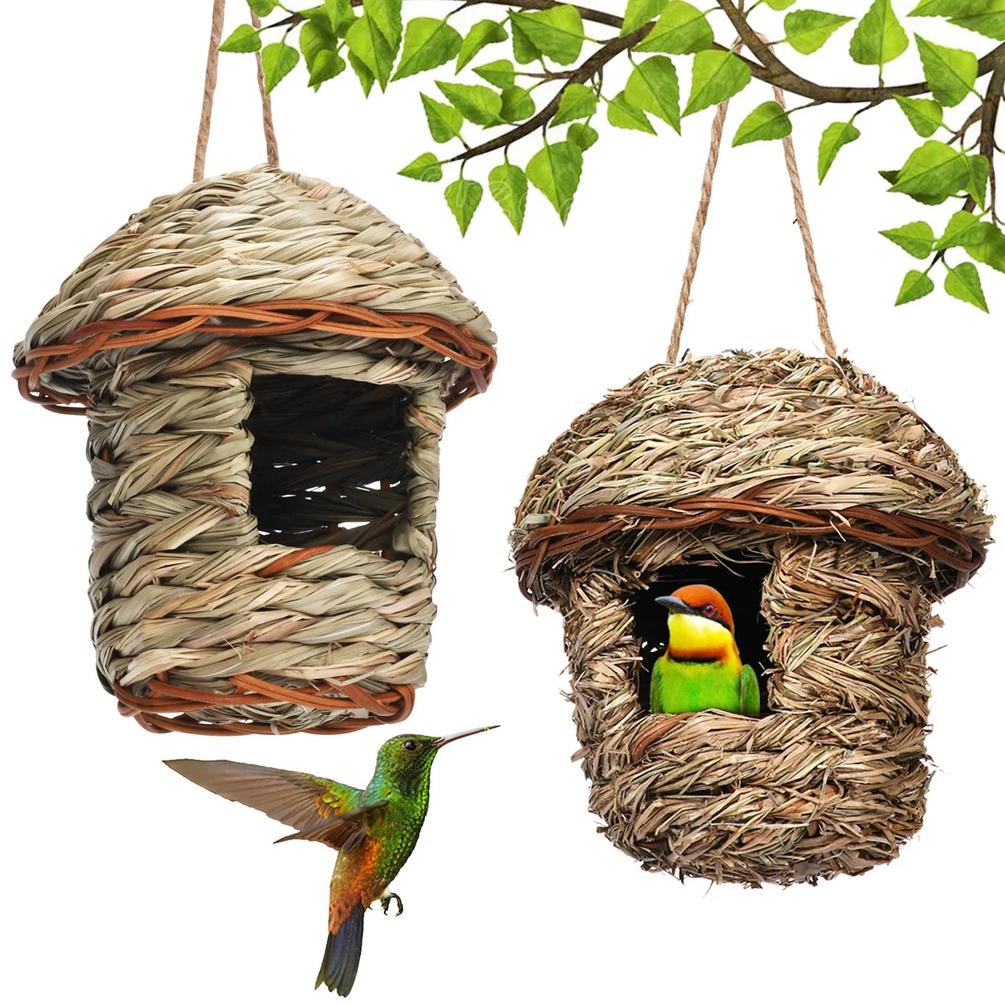 Ručno obložena slamna ptica gnijezdo papiga izlijevanje vanjskog vrta viseće izlijevanje uzgojne kuće gnijezdo pribor za ptice