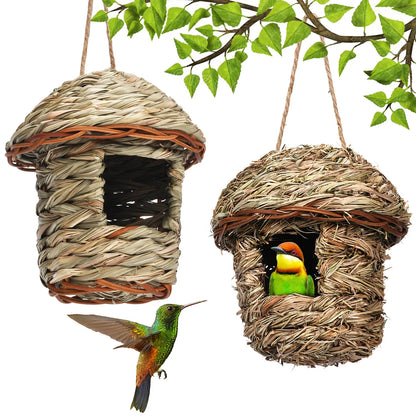 Paglie di paglia investita per uccelli pappagallo pappagallo che ha giardino all'aperto con abbuffata di allevamento nido Nest Bird Accessorio