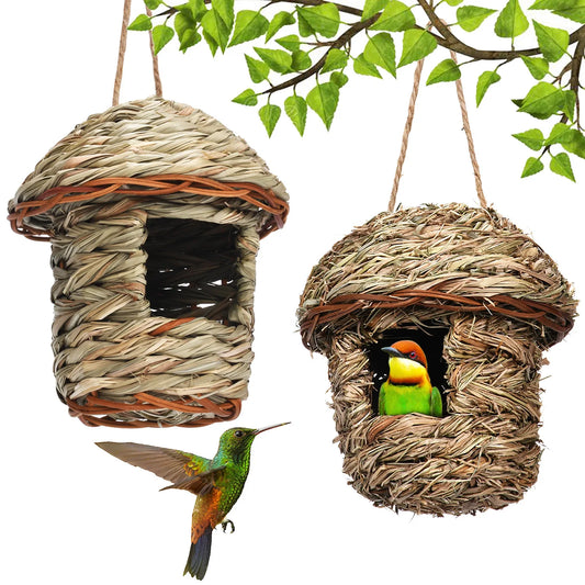 Handweven stromomvogel Nest Papegaai uitkomende buitentuin hangende broedend broedhuis nestvogel accessoire