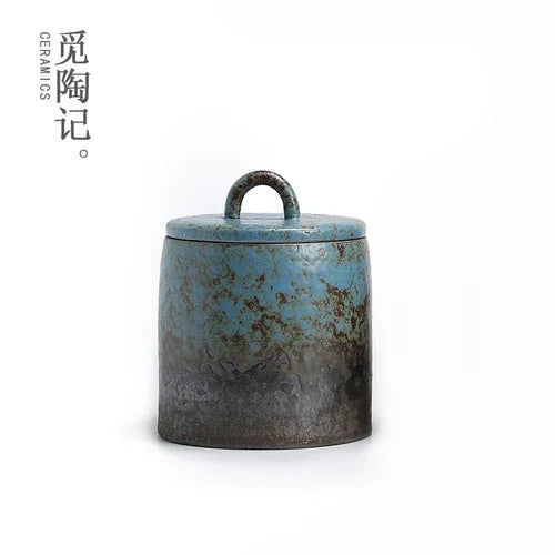 Stoneware Tea Tins Porcelain Sealed Jar Household Large and Small Size Japanese Style Tea Container Tea Box Tea Jar Tea Storage
