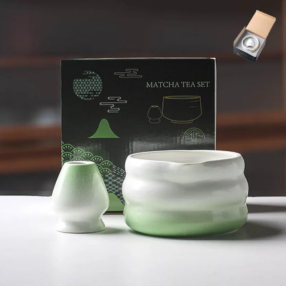 2 Pieces Traditional Japanese Matcha Bowl and Whisk Holder Tea Bowl with Pouring Spout for Office Table Tea Ceremony Party Gift