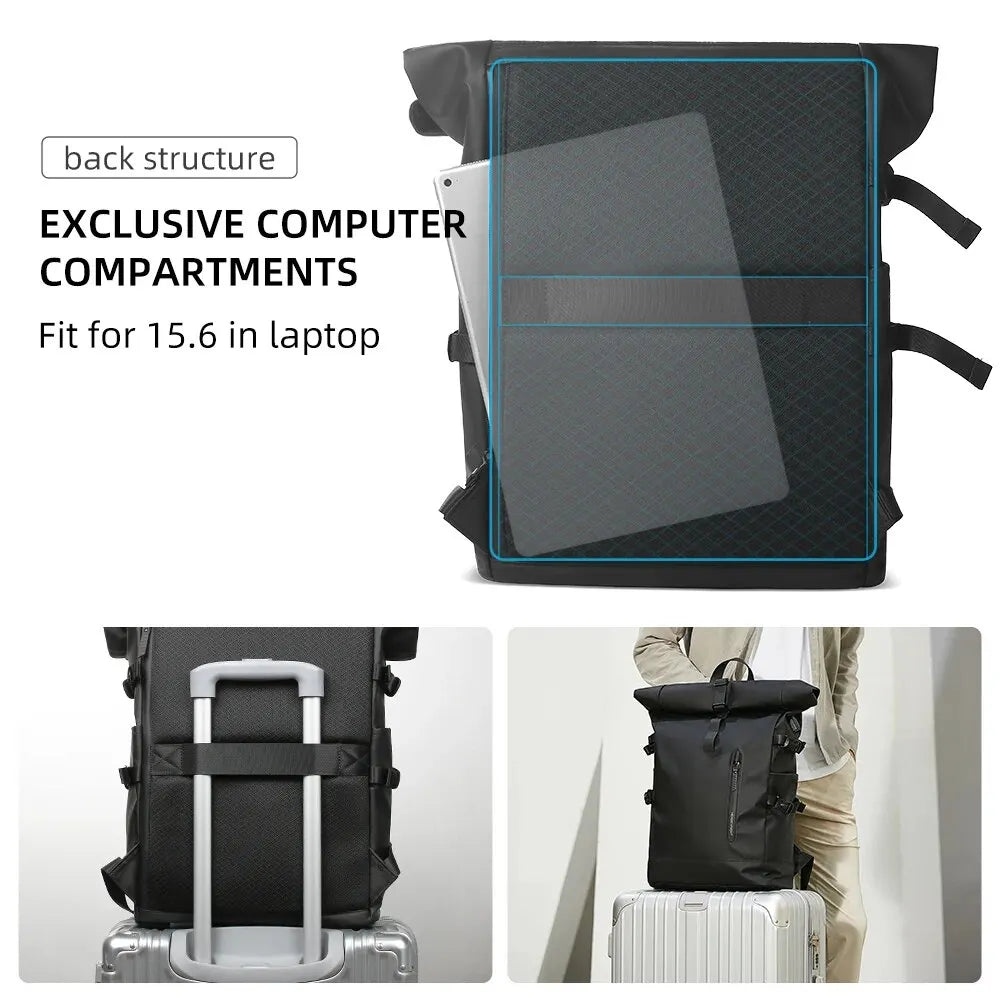 HK Expandable Travel Backpack Mænd storkapacitet Vandtæt 15.6 ”Laptop Bag Vandrende Rucksack Cycling Daypack Bag med USB Port