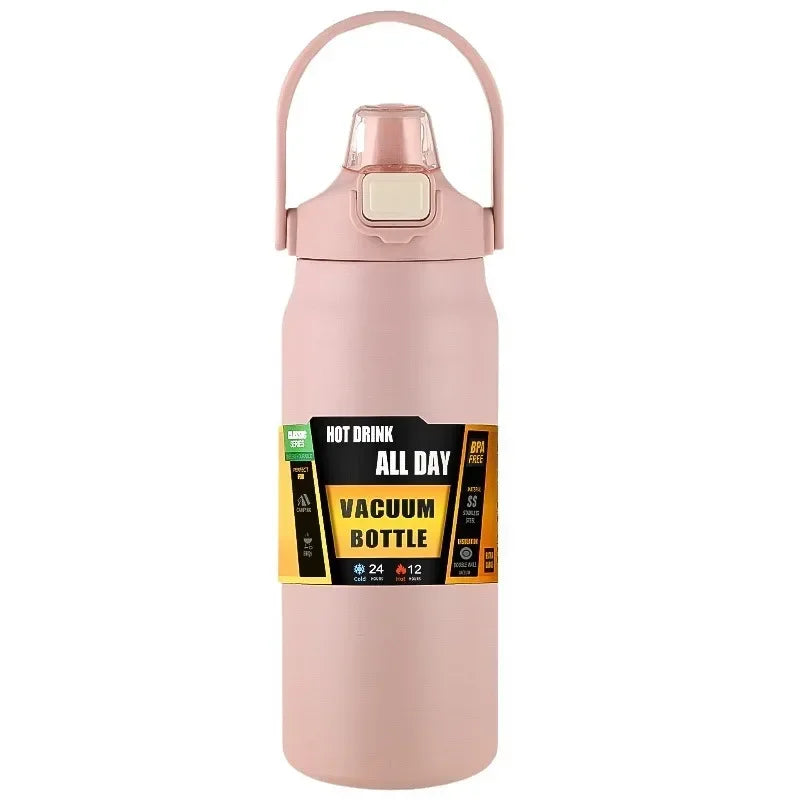 304 Stainless Steel Thermos Portable Outdoor Thermal Mug Tumbler Vacuum Flasks Cold and Hot Sports Water Bottle with Straw