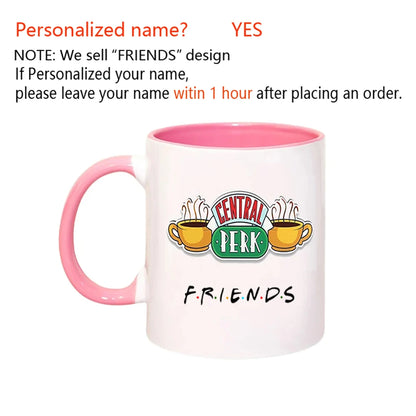 Personalized Name Mug Central Perk Design Coffee Mug  Custom Tea Cup Chocolate Milk Beer Mugs Lovers Friends Gifts Dropshipping