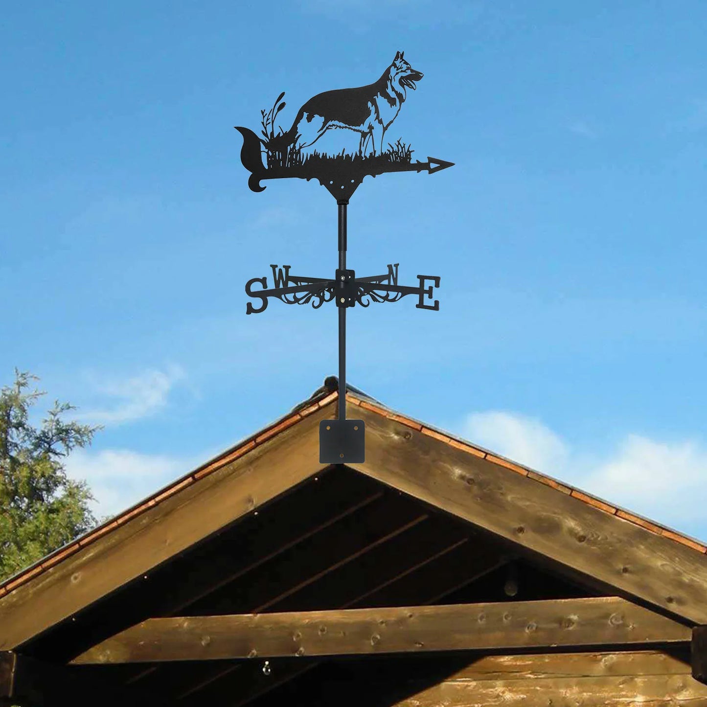 Nouvel animal métallique berger allemand auvent debout décor debout toit de jardin girou