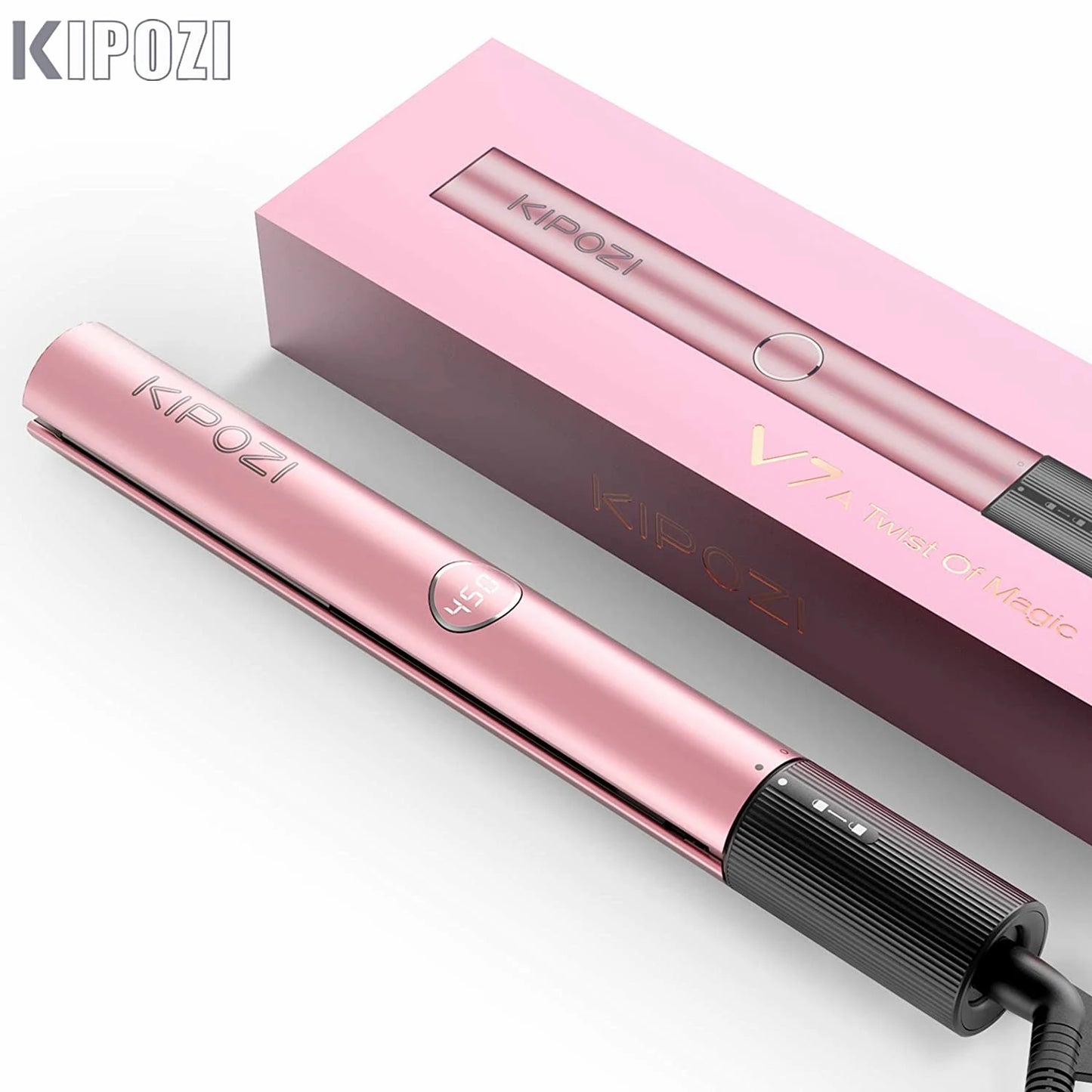 Kipozi V7 Rose Gold Luxury Hair Stretgiener Curling Iron Titanium Flatjern til forskellige hårstil Salon Hair Styling Tool