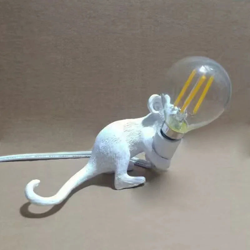 Nordic Cartoon Mouse Resin Night Lamp, Resin Animal Rat, Home Decor, Bedside Lighting Fixtures, E12