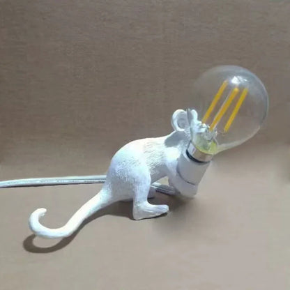 Nordic Cartoon Mouse Resin Night Lamp, Resin Animal Rat, Home Decor, Bedside Lighting Fixtures, E12