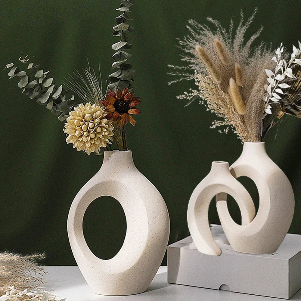 Decorative Ceramic Vase for Home Decoration, Nordic Flower Vase, House Decor, Office Room, Bookshelf Vases, Luxury