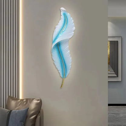 Nordic LED Feather Wall Lamp Creative Bedroom Bedside Living Room Background Home Light Resin Aisle Staircase Decor Wall Lamp