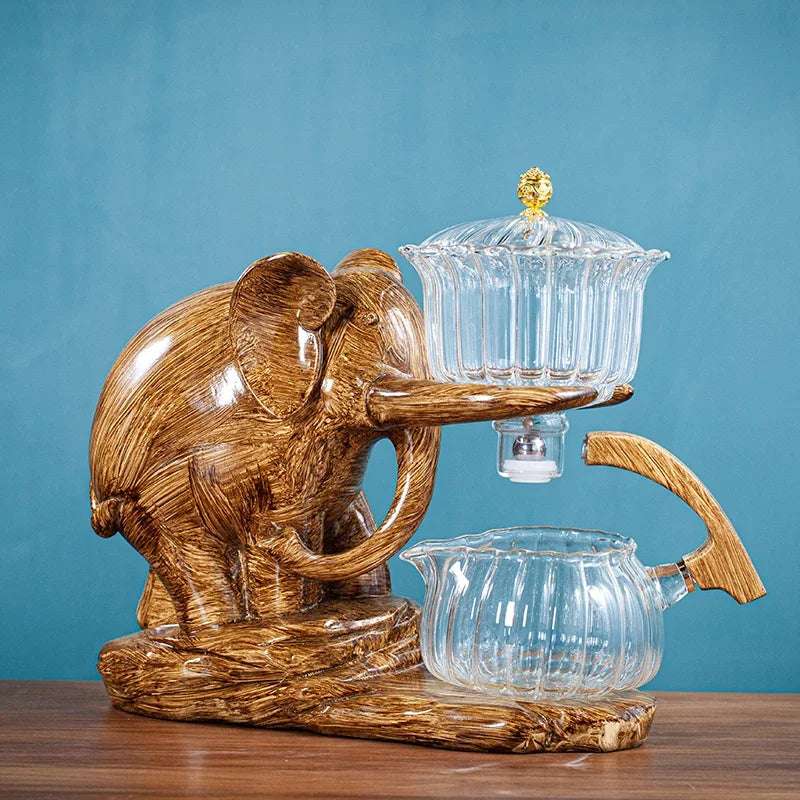 Heat-resistant Glass Teapot With Base Creative Tea Set Elephant Shape Automatic Tea Set Pu'er Oolong Teapot And Cup Set
