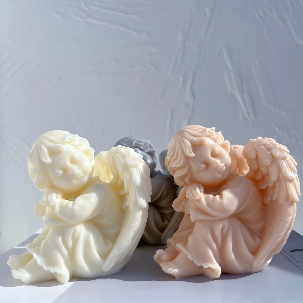 Artesanía de jardinería de querubo silicona molde de arte escultura de soja molde de velas de cera
