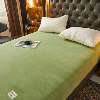 1PC Fletë e thjeshtë me ngjyra të ngurta të pajisur dyshek Nordik Mbuloni fletën e shtratit prej pelushi